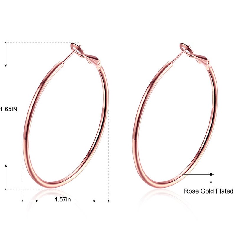 GSLAOZ Hoop Earrings, 18K Rose Gold Plated Rounded Hoops Earrings for Women - Image 4